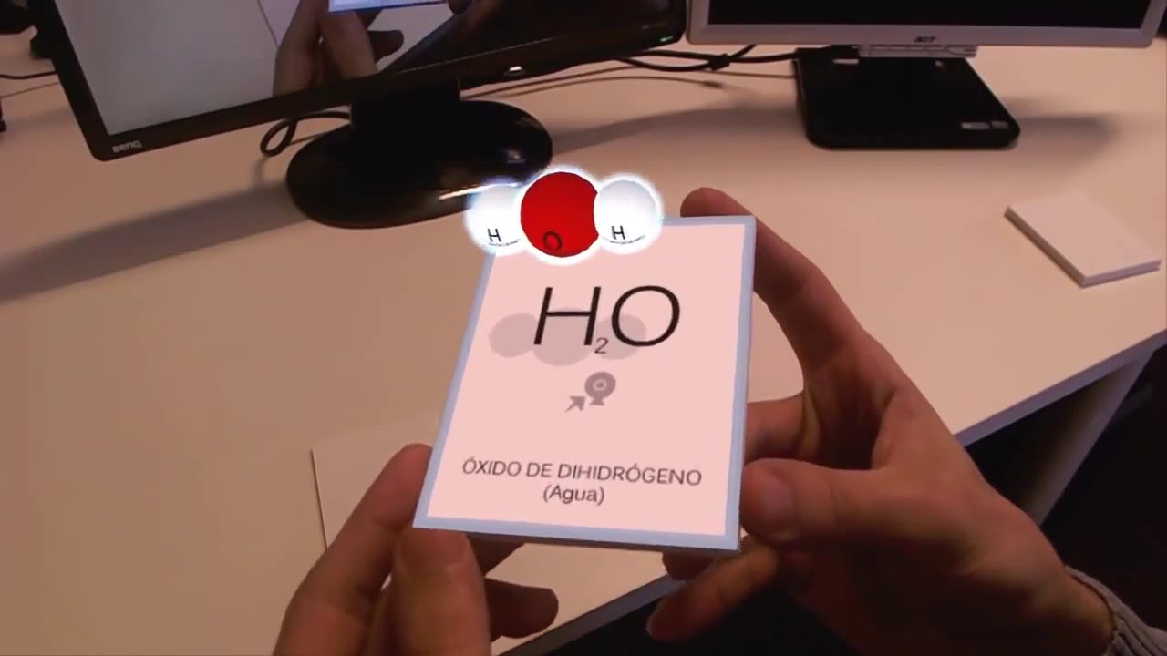 Molecule being displayed with the help of AR technology